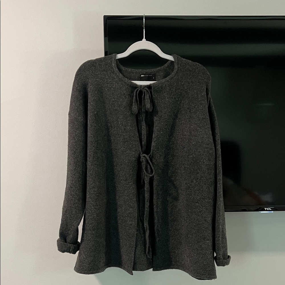 ASOS Dark Gray Cardigan with Bow Details